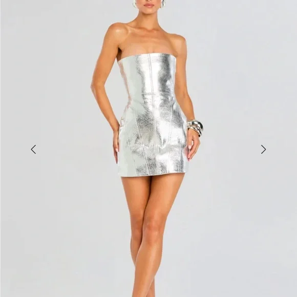 Retrofete Silver Strapless Mini Dress - Picture 4 of 10